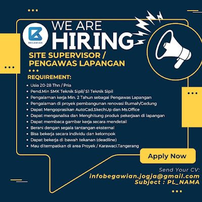 SITE SUPERVISOR/PENGAWAS LAPANGAN