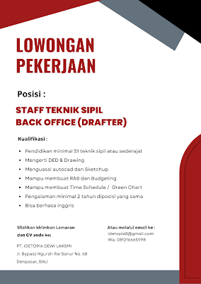 Staff Teknik Sipil Back Office (Drafter)