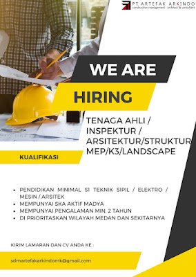 TENAGA AHLI / INSPEKTUR / ARSITEKTUR / STRUKTUR MEP / K3 / LANDSCAPE