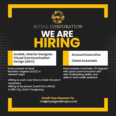 Lowongan Arsitek, Interior Designer, Visual Communication Design