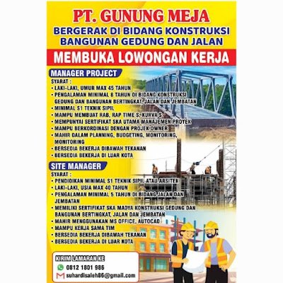 Lowongan Kerja Manager Project dan Site Manager