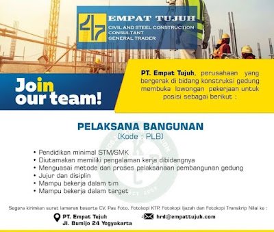 Lowongan Kerja Pelaksana Bangunan