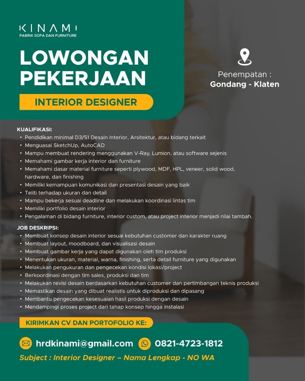Junior Social Media - Marketplace Specialist - Interior Designer