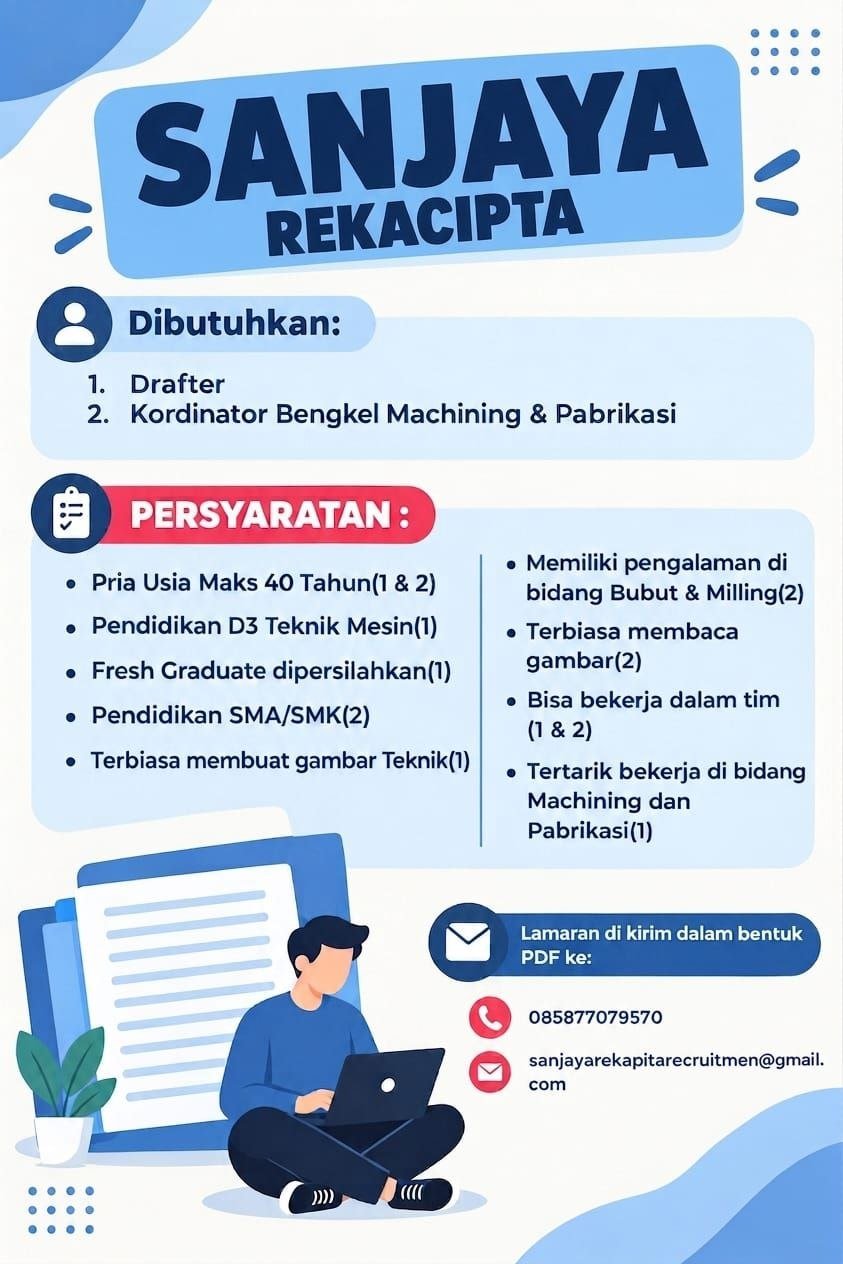 Drafter - Koordinator Bengkel Machining & Pabrikasi