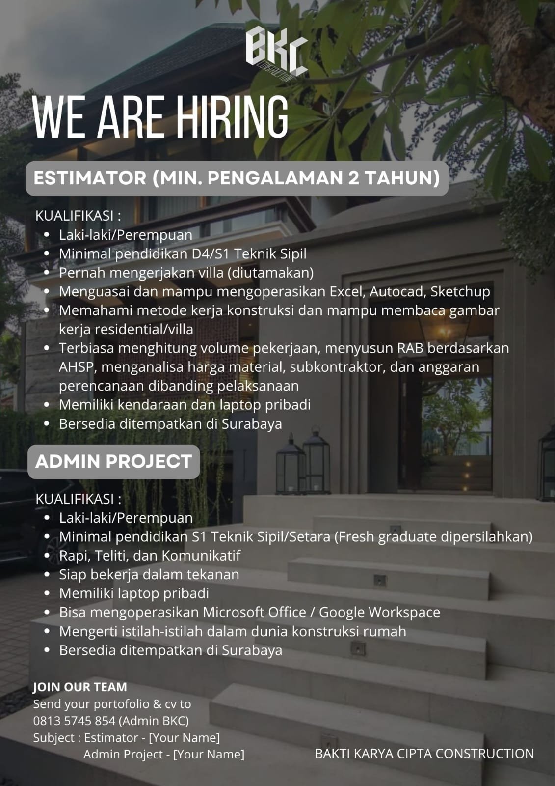 Estimator - Admin Project