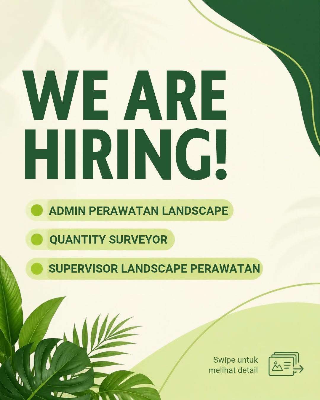 Admin Perawatan Landscape - Quantity Surveyor  - Supervisor Landscape Perawatan