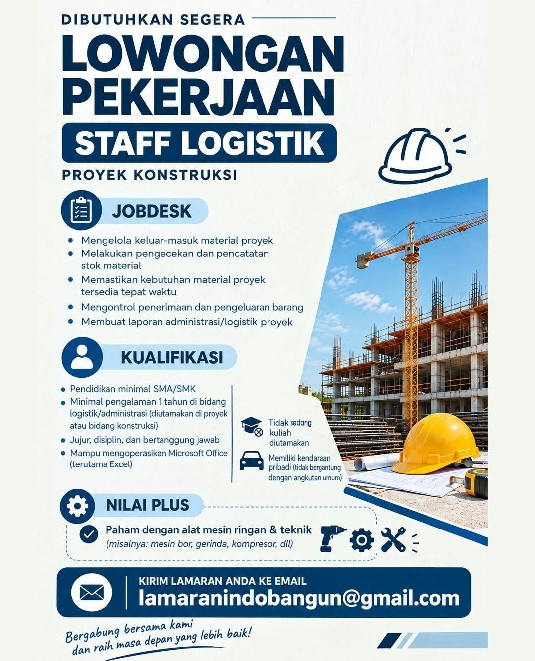 Staff Logistik Proyek Konstruksi