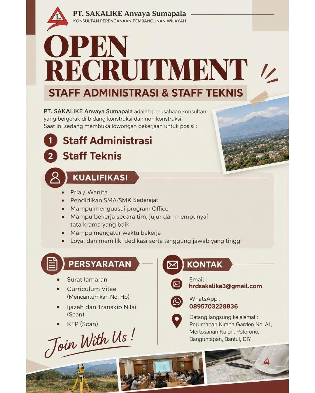 Staff Administrasi  - Staff Teknis