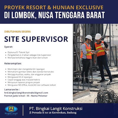 Site Engineer, Site Supervisor, Quantity Surveyor, dan Site Logistic