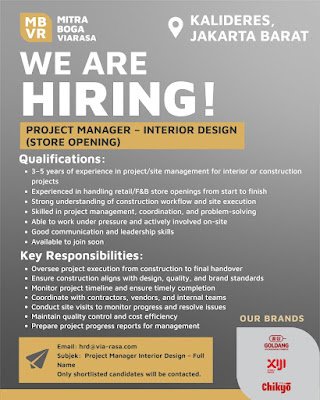 Project Manager – Interior Design (Store Opening)