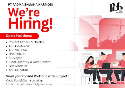 Project Officer & Drafter, Ahli Geoteknik, Ahli Struktur, HSE Officer, Surveyor, Field Quantity & Cost Control, BIM Modeler, Ahli Kelautan