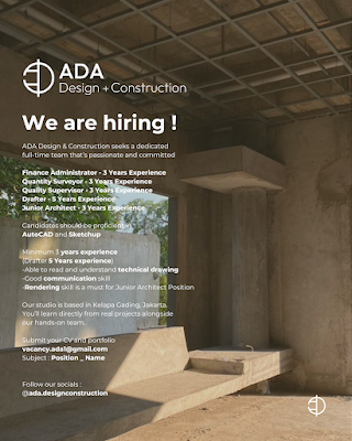 Finance Administrator, Quantity Surveyor, Quality Supervisor, Drafter, Junior Architect