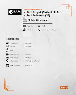Staff Proyek (Teknik Sipil) & Staff Estimator (SE)