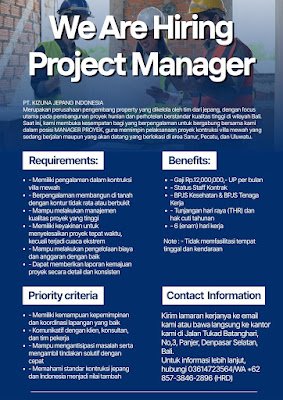 Project Manager / Staff Purchasing (Proyek) / Quantity Surveyor