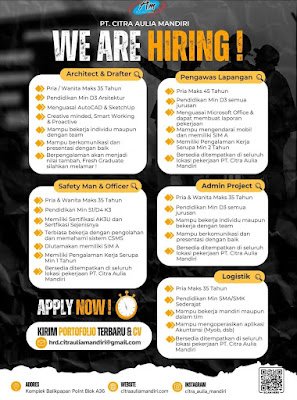 Architect & Drafter, Pengawas Lapangan, Safety Man & Officer, Admin Project, Logistik