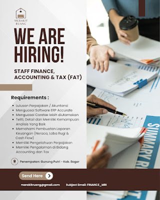 Social Media Specialist, Staff Finance Accounting & Tax, Interior Designer