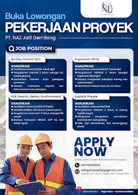 Quality Control (QC), Supervisor (SPV), HSE, Logistik Proyek