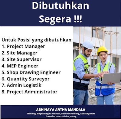 Project Manager, Site Manager, Site Supervisor, MEP Engineer, Shop Drawing Engineer, Quantity Surveyor, Admin Logistik, Project Administrator