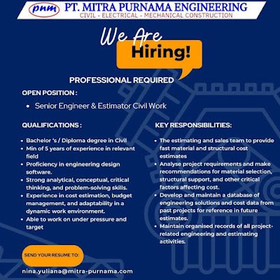Senior Engineer & Estimator Civil Work